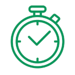 Green stopwatch with checkmark icon representing quick daily Qi Gong practice